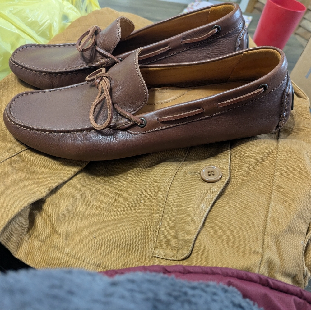 Brown Leather Driving Moccasins Size 10